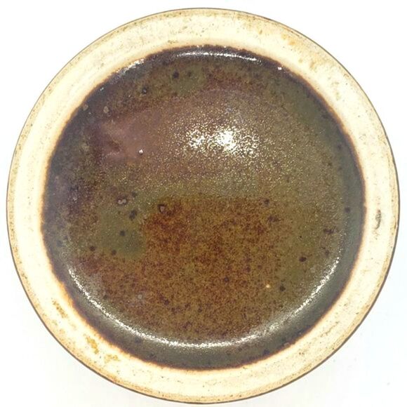 Nagoya Japan Vintage Olive Green Orange Cream Berry Cork Lid Stoneware Canister - Picture 10 of 10